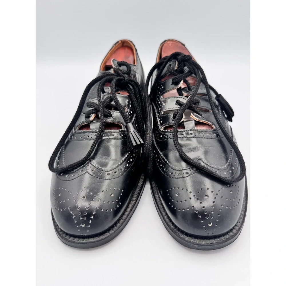 Desborough Shoe Envoy Men Black Leather Ghillie Brogues Made in Britain Tasseled
